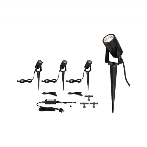 Paulmann Link+Light Kit spot extérieur in zwart, 3x3W LED, IP67, 3000K warm wit, 12V