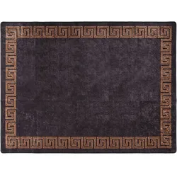 vidaXL Teppich Waschbar Schwarz und Golden 400x300 cm Rutschfest