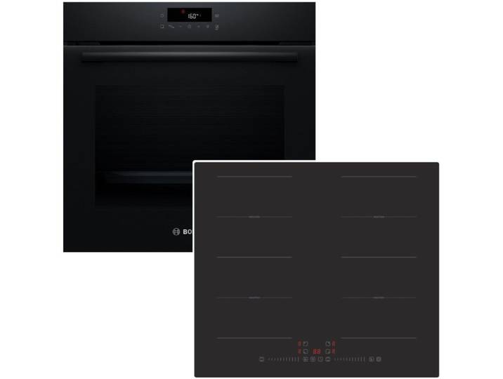 BOSCH Backofen-Set Pyrolyse 3D Heißluft LED + Induktionskochfeld PKM Flexzonen Booster, mit Nein, Pyrolyse-Selbstreinigung Hydrolyse