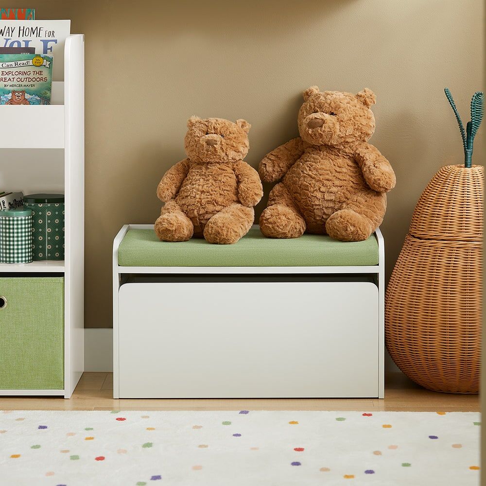 SoBuy Organizador de juguetes banco para niño mdf blanco