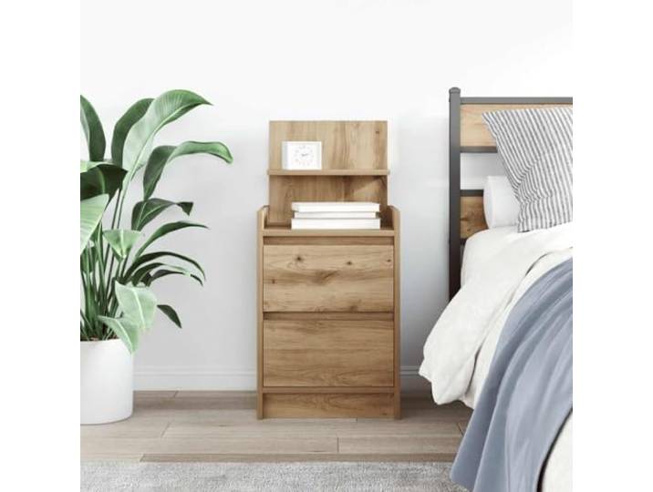 KTHLBRH Nachttisch mit 2 Schubladen Eiche Handwerk 38 x 34 x 80 cm Stabiles technisches Holz, glatte Oberfläche, leicht zu reinigen, robuste Tischplatte für Lampen und Bücher