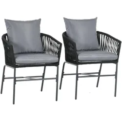 GARTENSTÜHLE 2er-Set, Stahl, Polyester, Schwarz