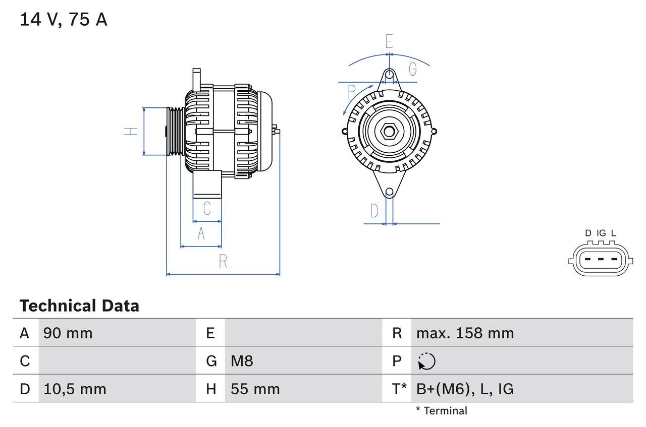 0 986 082 830 BOSCH generátor x