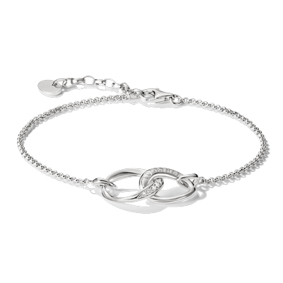 Armband THOMAS SABO "Together Armband silber" Gr. 19, silber (silberfarben, kristallweiß, kristallweiß), Armbänder, Damen, 19, Silber 925 (recycelt), Armband, mit Zirkonia (synth.)