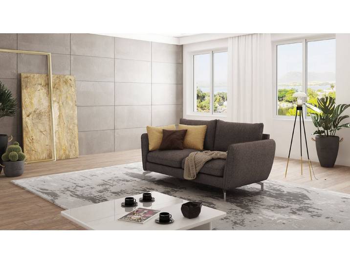 S-Style Möbel 2-Sitzer Sofa Benita mit Silber Metall Füßen, mit Wellenfederung