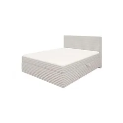 S-STYLE Boxbett Cord  mit Stauraum und Topper  H3 Neo ¦ grau ¦ Maße (cm): B: 165 H: 110