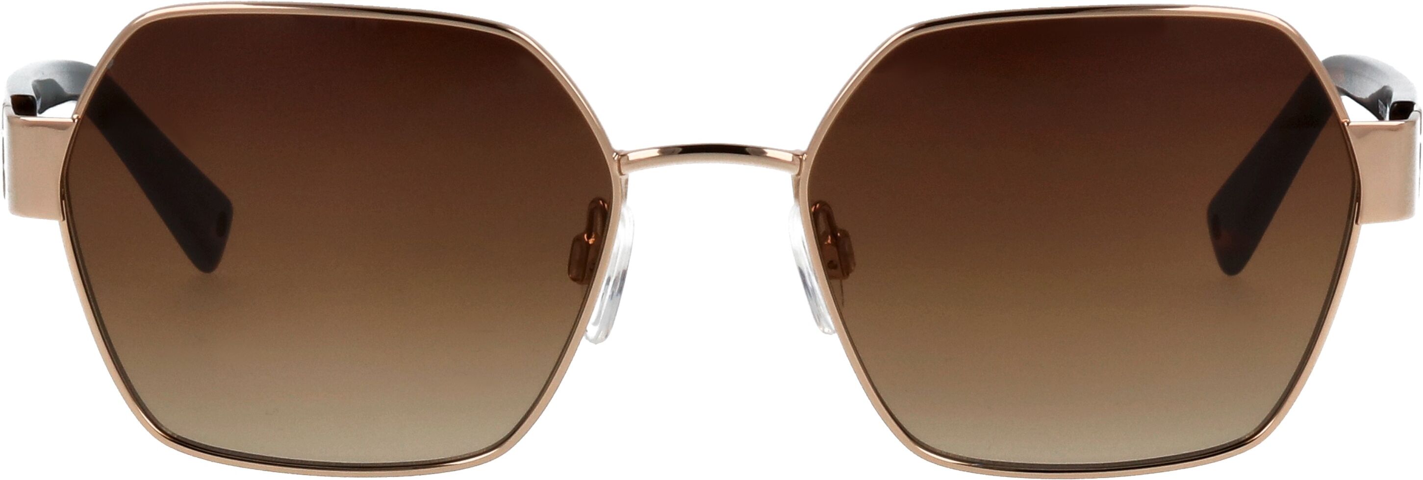 Sonnenbrille BRENDEL EYEWEAR "Modell 905065", Damen, braun (gold), metallic, Sonnenbrillen Sonnenbrille, Form Hexagon, Logoschriftzug auf Bügel, Metallfassung gold Einheitsgröße