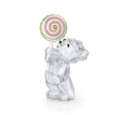 Dekofigur SWAROVSKI "Kristallfigur Sammelfigur KRIS BEAR Sweet Lollipop", kristallweiß, grün, rosa, weiß, schwarz, gelb, Dekofiguren, Metall, Swarovski Kristall, Swarovski Kristall