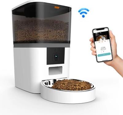 Inspire Essentials SmartView Automatic Pet Feeder With HD Camera 4L WiFi Cat And Dog Food Dispenser single Meal White 4l