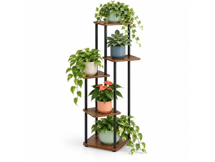 Relaxdays Étagère à plantes à tablettes carrées