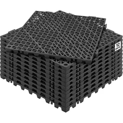 VEVOR Ineinandergreifende Fliesen 12 Stk. Bodenfliesen Drainage-Bodenfliesen, Bodenfliesen 30 x 30 cm Außenbereich Quadratische Bodenfliesen Terrasse PVC Bodenfliesen Badezimmer, Toilette Schwarz