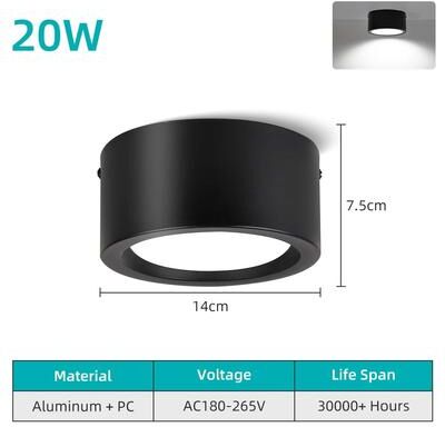Inspired Living Ultra Thin Modern LED Ceiling Light Flush Mount Panel For Living & Bedroom black 20w 1pc