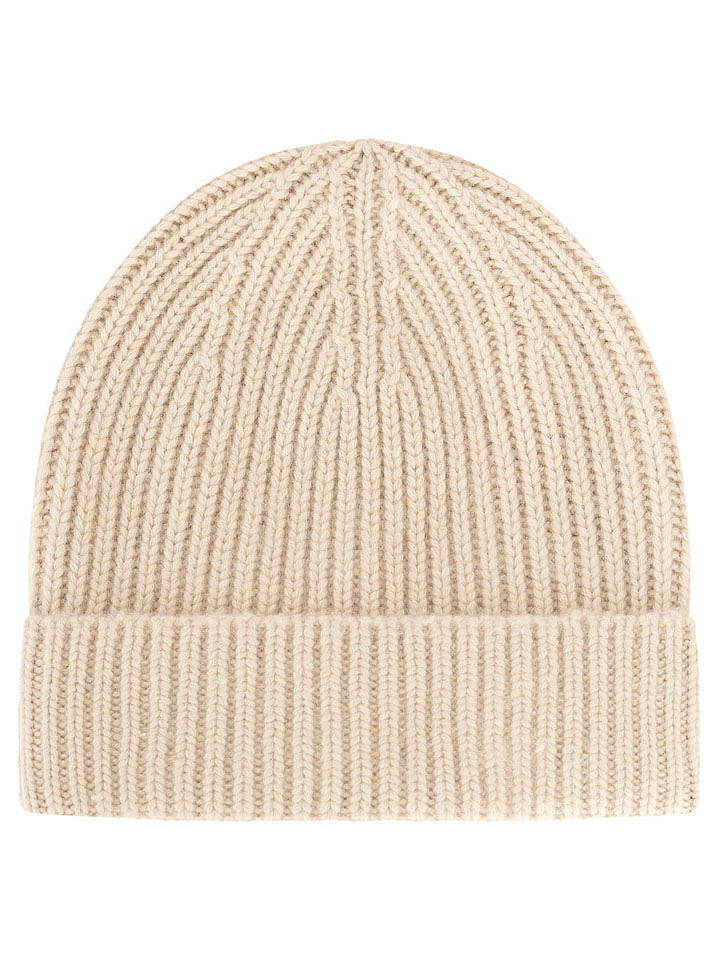 Zwillingsherz Kaschmir-Mütze in Creme - onesize