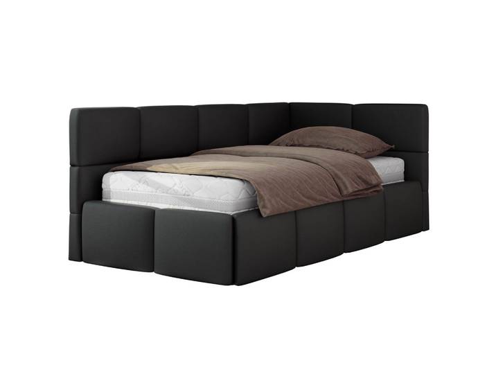 JUGENDBETT ARVO 90/200 - Schwarz Kunstleder - Foam-Matratze - Rechts Seite