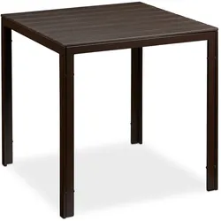 Relaxdays Gartentisch quadratisch, Holzoptik, Esstisch Garten, Balkon, Terrasse, 74,5x77,5x77,5cm, Balkontisch, braun