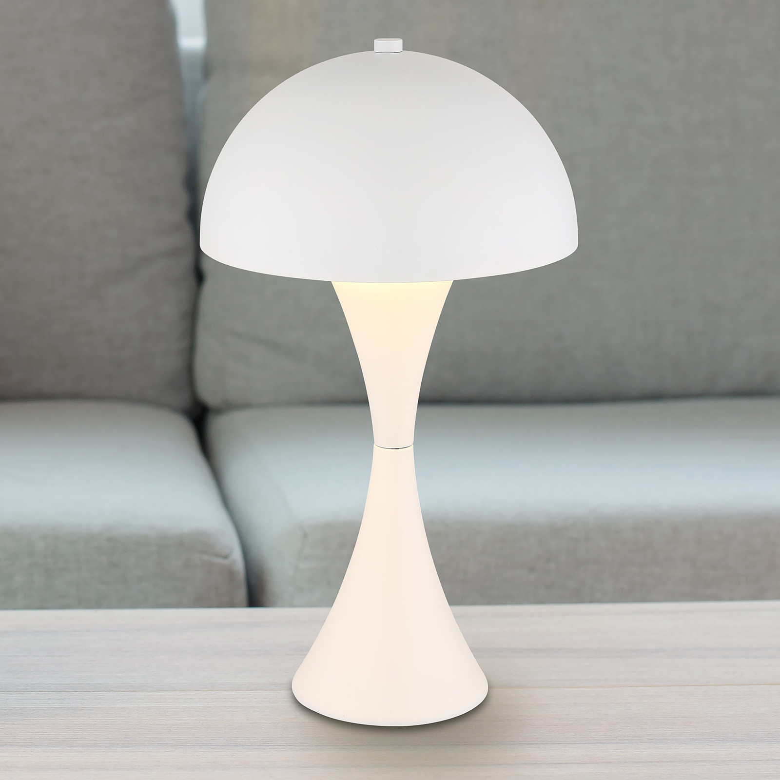 home24 Tafellamp Dima Wit, Metaal, Ø 20 cm, E27, LED
