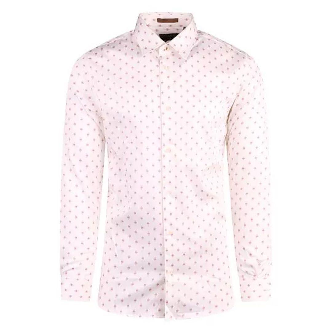 Ted Baker Area Herren weiße geometrische Druckhemd