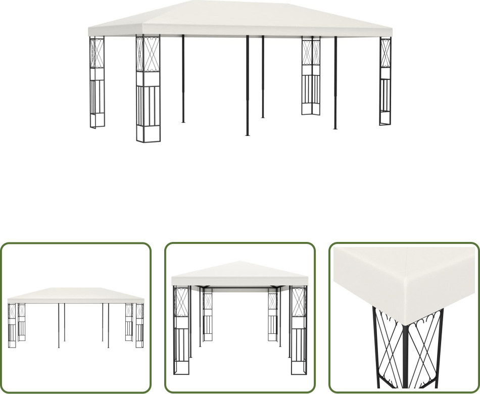 The Living Store Pavillon 3×6 m Creme Stoff