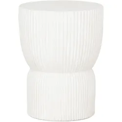 Hocker Fluted aus Faserzement, modern rundes Design, weiß, Ø 30 cm, für Indoor