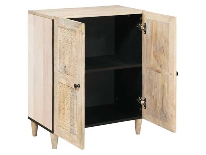 MNCVXAXG Sideboard aus massivem Mangoholz, weiß, 60 x 33 x 75 cm Massives Mangoholz, weiß, modernes Design, konische Beine, einfache Wartung, große Lagerung
