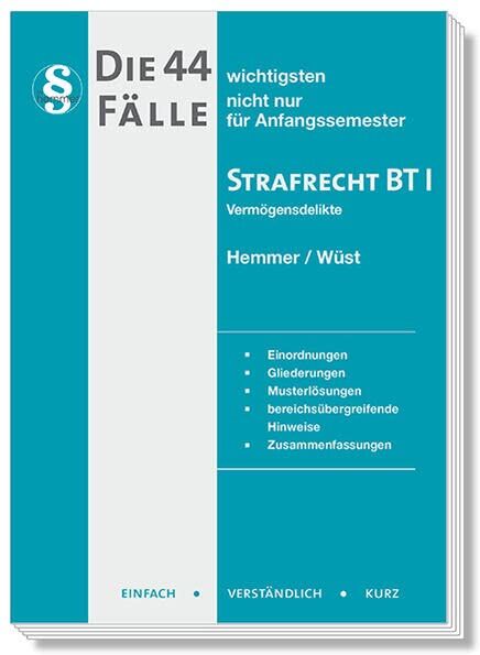 Karl-Edmund Hemmer - Die 44 wichtigsten Fälle Strafrecht BT I - Vermögensdelikte (Skripten - Strafrecht) - Preis vom 06.10.2026 07:26:00 h