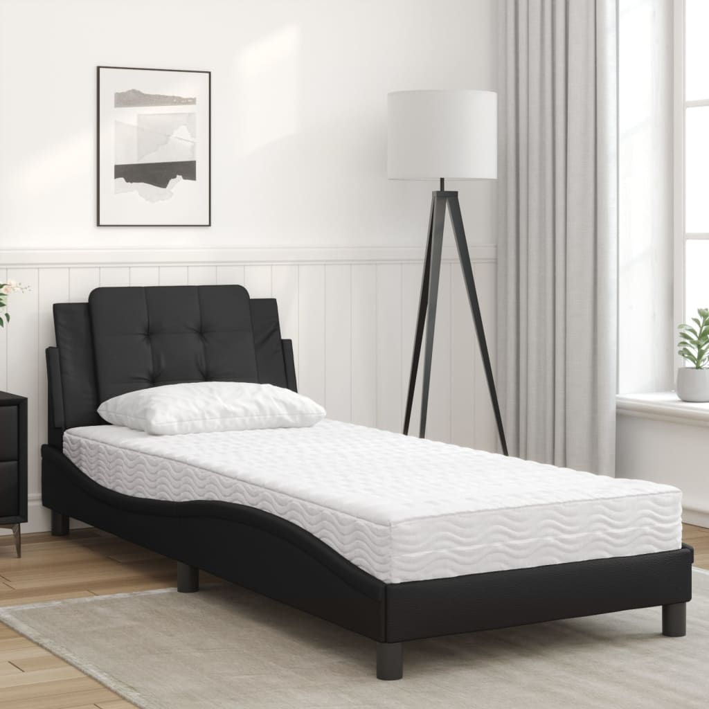 vidaXL Lit avec matelas Zadar noir 80x200 cm similicuir