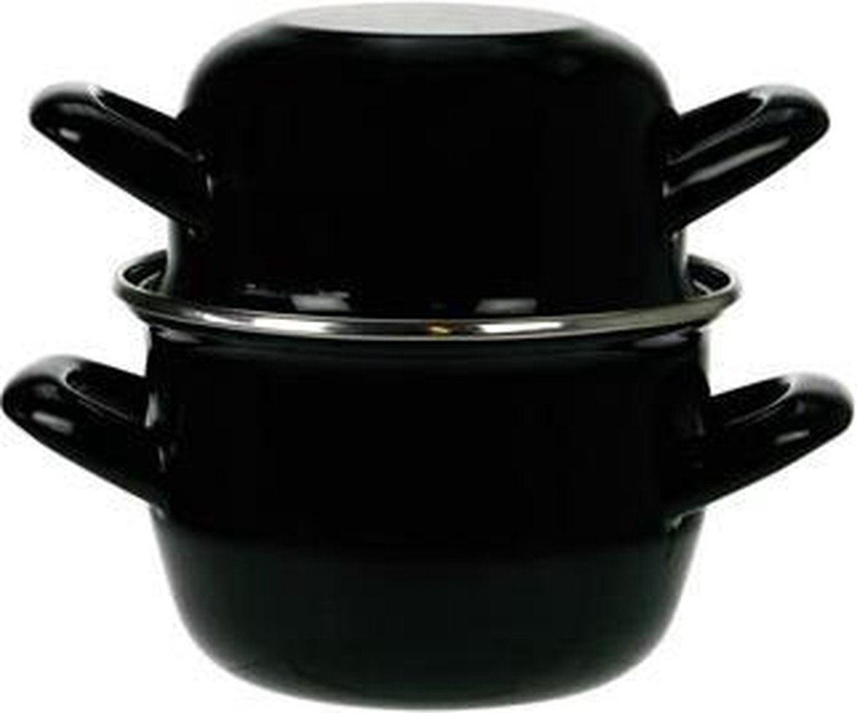 Cosy & Trendy Mosselpan Emaille Zwart ø 18 cm 2,8 liter Inductie geschikt