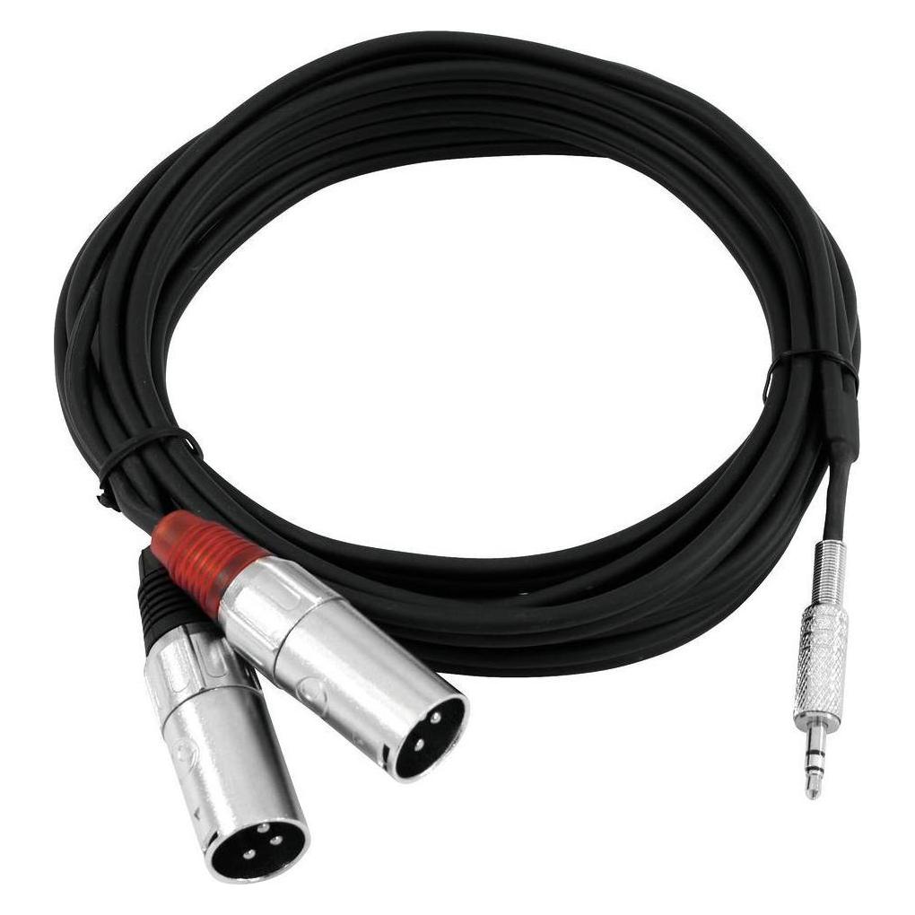 Omnitronic Adapterkabel 3,5 Klinke/2xXLR(M) 3m sw (3 m, XLR Kabel) (30225157)