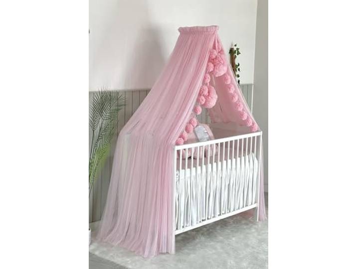 Baby Fancyroom Betthimmel für Babybett, Prinzessin Babywiege, Moskitonetz, Beistellbett Himmel, Babyzimmer Deko, Baldachin Kinderzimmer aus Premium Tüll (Rosa)