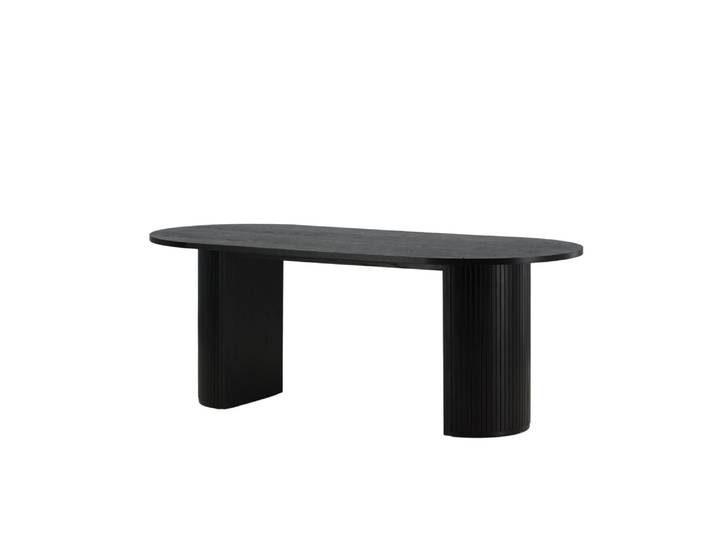 Esstisch VENTURE HOME Bianca, ovaler Esstisch mit Furnier-Veredelung, 200 × 90 cm , schwarz (schwarz, schwarz, schwarz), B:90cm H:75cm T:90cm, Tische, Esstisch, Esszimmertisch, MDF, Holzfurnier-Optik, oval, geräumig, modern