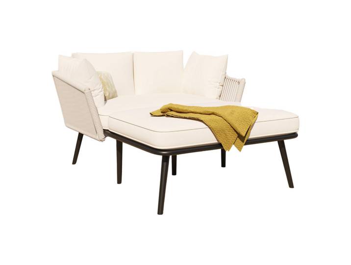 Flieks Sonnenliege Beige 2 Kissen Abnehmbar & Waschbar, 44x44x82.5 cm, Gartenmöbel, Gartenliegen