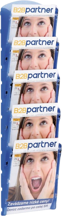 B2B Partner Wand-Plastikhalter für Prospekte - 1x5 A5, blau