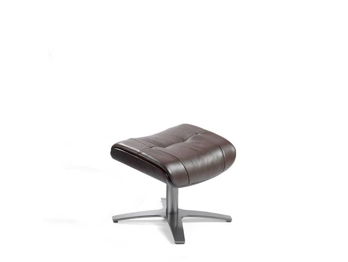 Pouf pivotant rembourré en cuir brun