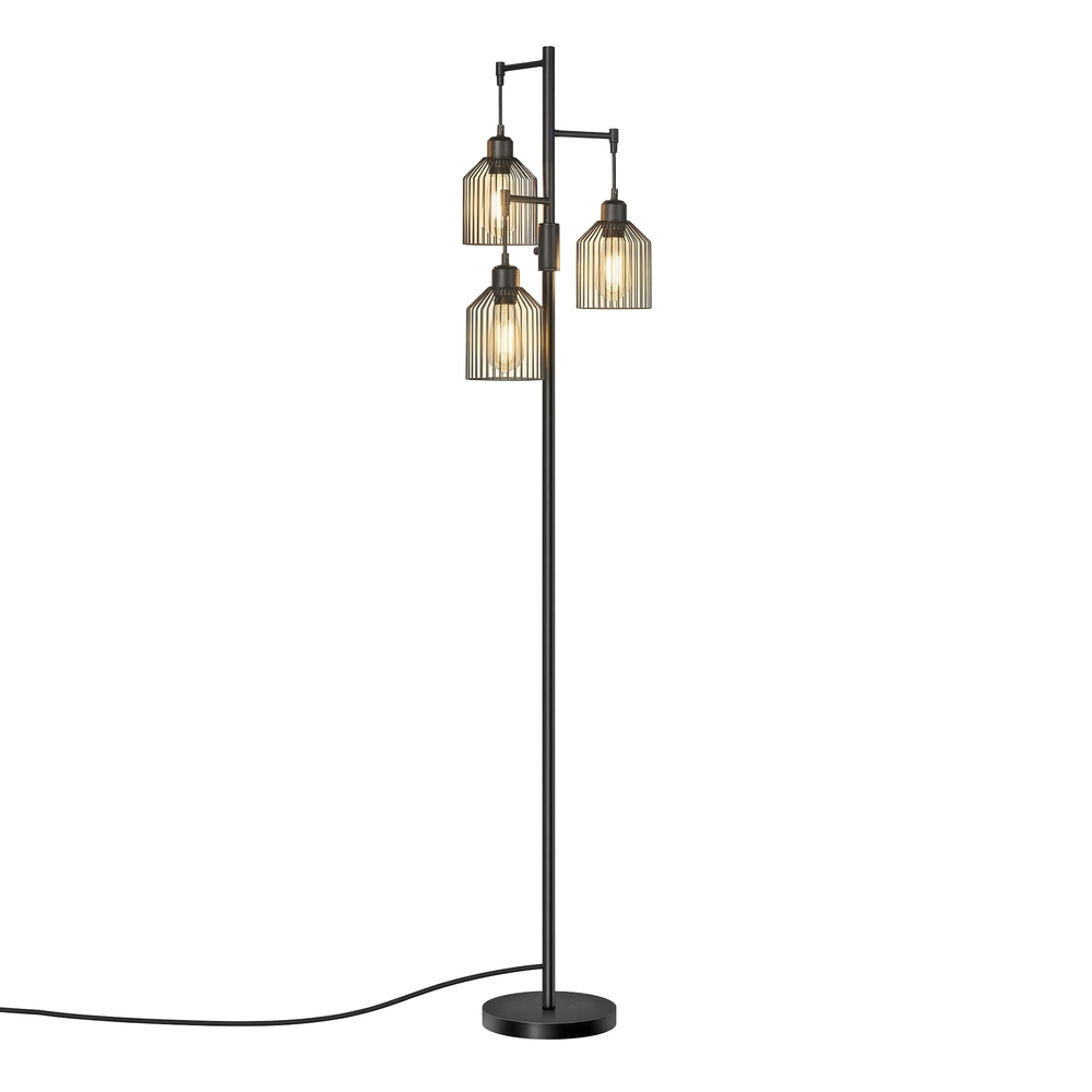 VASAGLE Bodenlampe mit 3 E27-Fassungen, höhenverstellbar LFLB35013BD02