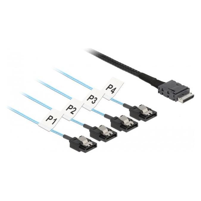 Delock Kabel OCuLink SFF-8611 > 4 x SATA 7 Pin 0,5 m Metall (50 cm, SATA) (85468)