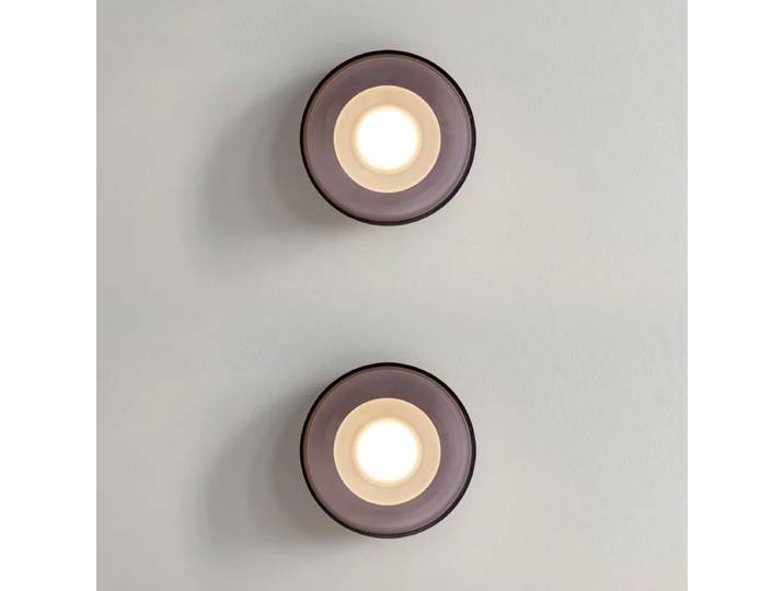 Applique murale LED en forme de bol design, verre gris clair, salon, chambre à coucher, salle à manger, éclairage chaud, applique en métal noir, en stock