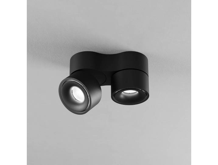 Egger Licht DLS Deckenspot Clippo Duo schwarz/schwarz DALI DTW 2fl Duo, dimmbar, schwarz, für Wohn- / Esszimmer, Aluminium, Modern, Deckenlampe