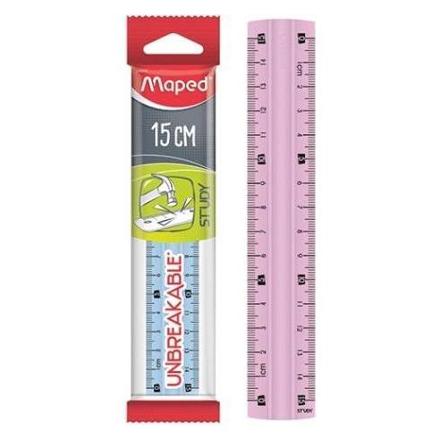 Maped Study unzerbrechliches Lineal 15cm Mix aus 2 Farben (15 cm, Kunststoff) (41373439)