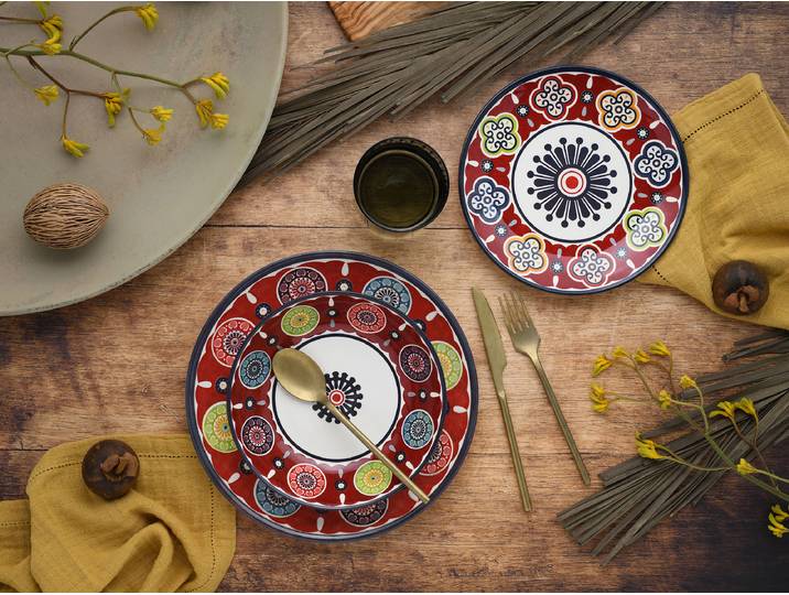 Service de table 30 x 32 x 31cm Multicolore/Rouge/Rouge