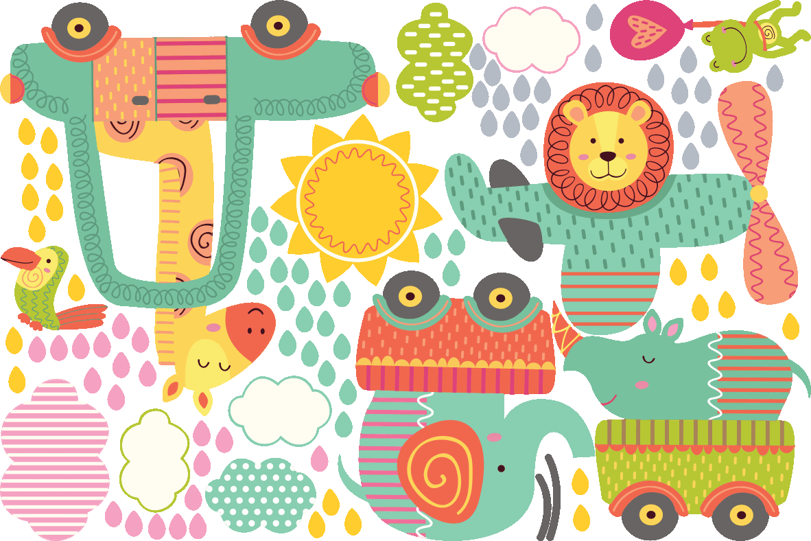 Ambiance-sticker Stickers animaux en voyage dans la jungle
