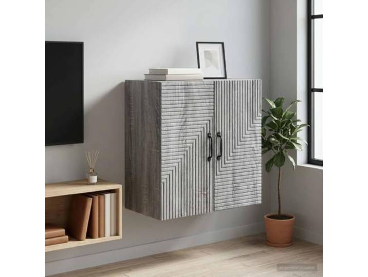 VIHHQGC Wandschrank Grau Sonoma 59x31x60 cm Holzwerkstoff mit Regalen Stabile Bauweise, platzsparende Wandmontage, Vintage-Stil, leicht zu reinigen, vielseitig nutzbar