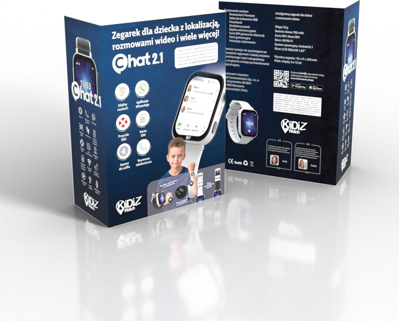 Kidiz Chat Kindersmartwatch, zwart