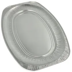135x Servierplatten, Alu oval 54,7 x 35,8 cm Einweg Partyplatte silber