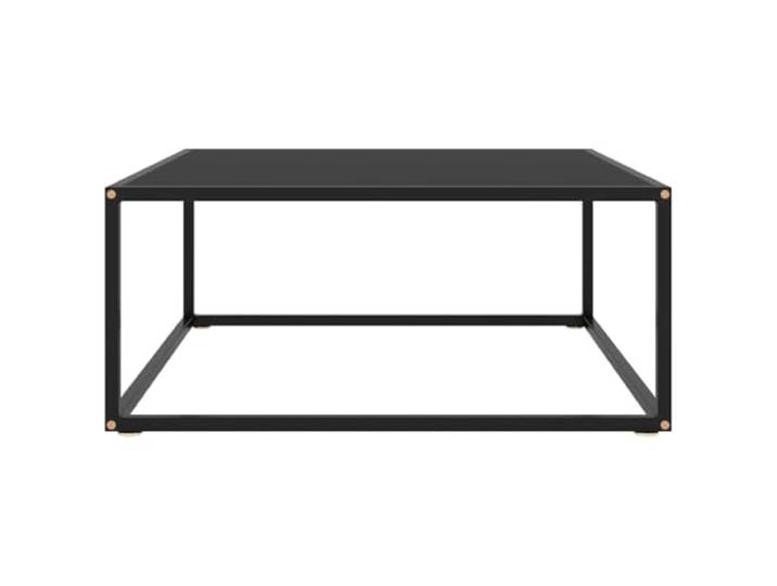 Schwarz Couchtisch 80x80x35cm aus gehärtetem Glas und Stahl Modernes Design, Glasplatte, pulverbeschichteter Stahl, Wohnzimmer, vor der Couch, leicht zu reinigen