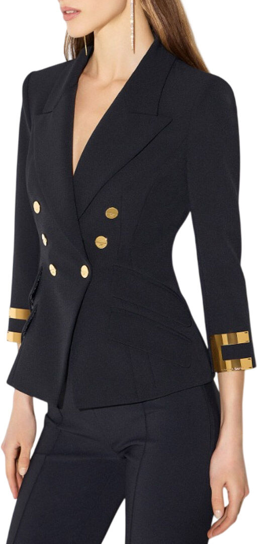 ELISABETTA FRANCHI GIACCA IN DOPPIO CREPE STRETCH CON LOGO GIOIELLO donna avorio GI26866E2 46