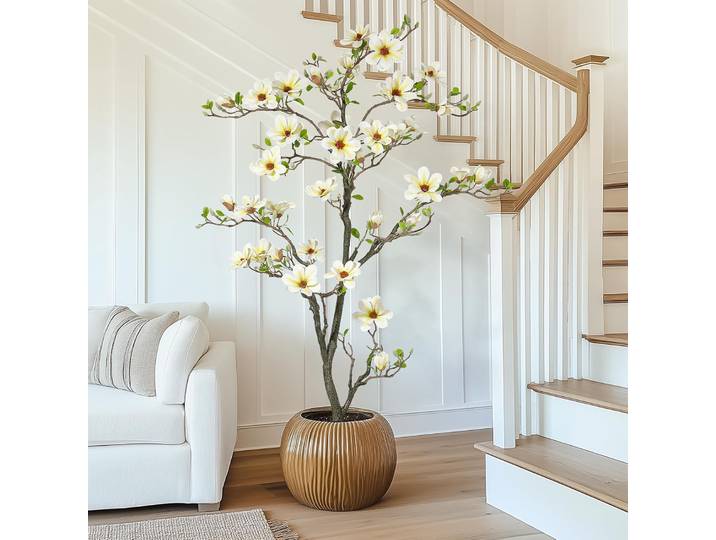 Plante de Magnolia artificielle, fausses fleurs, 120cm/150cm/180cm, fausses plantes pour cour, Patio, maison, bureau, décor d'arrangement
