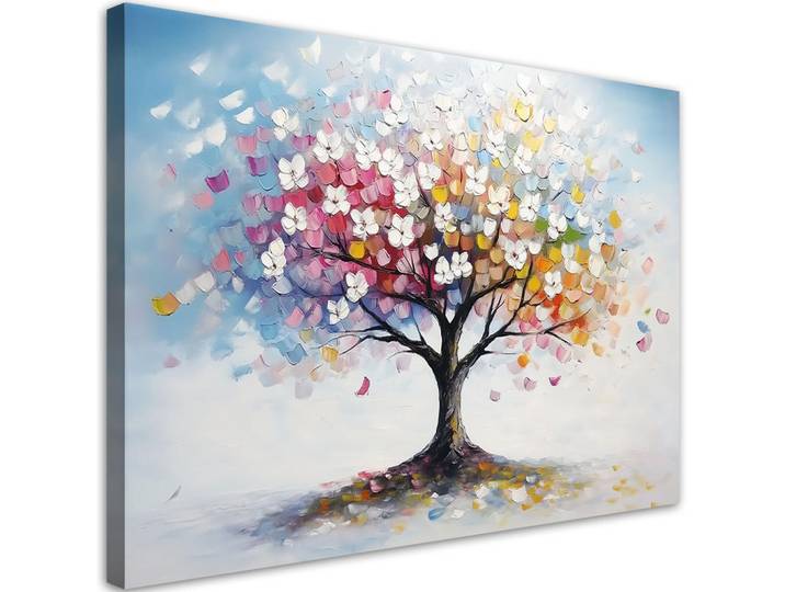 Feeby Leinwandbild Bunter Baum Abstrakt 120x80cm, Mehrfarbig, Baum/Pflanze/Natur, Rechteckig, 120x80 cm, Bilder & Rahmen, Bilder, Leinwandbilder