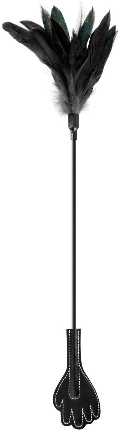 Sweet Caress Cravache main noire bdsm avec plumes noires