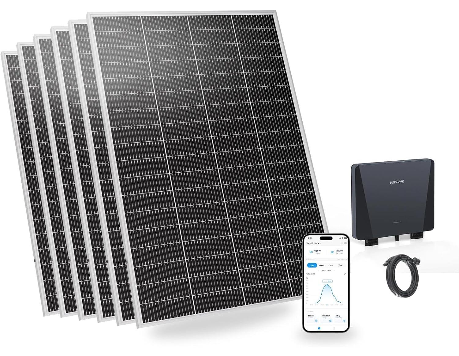 SUNSHARE Ray Lite 1200 W PV-Anlage mit Solar Panel + Smart Mikro-Wechselrichter