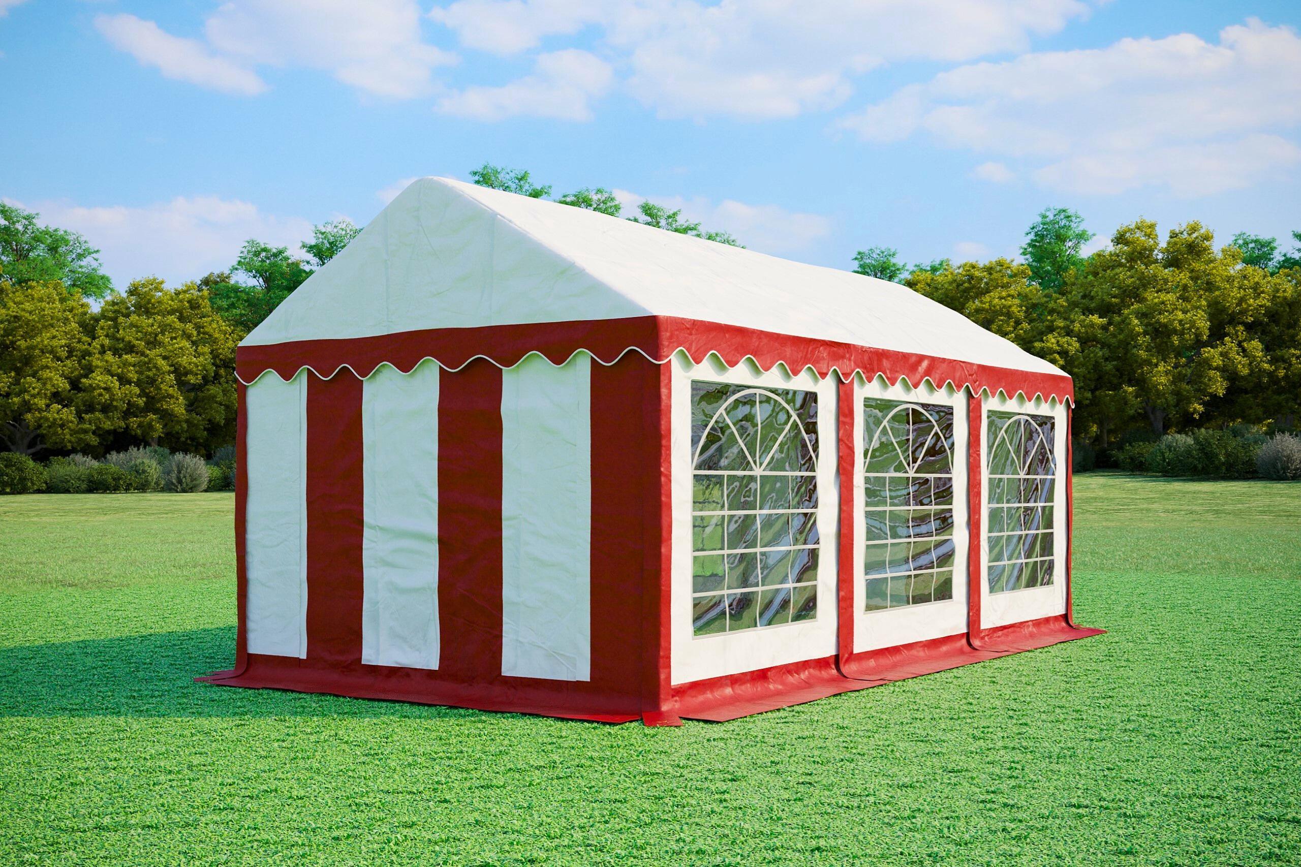 Partyzelt 3x6m - PVC PREMIUM Feuerfest - Rot und Weiß